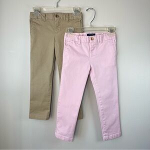 Lot of 2 Polo Ralph Lauren Boys 4 Beige & Light Pink Classic Khaki Pants Chinos